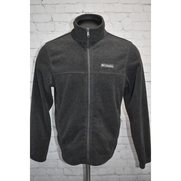 Columbia Fleece Jacket Mens Size Medium Camping Hiking Gray Polyester Full Zip - Picture 2 of 5
